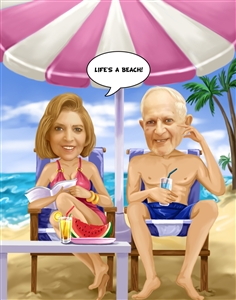 Beach Couple Caricature from Photos