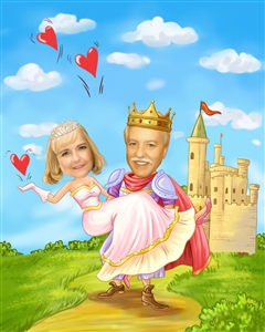 Knight and Princess Romance Caricature from Photos