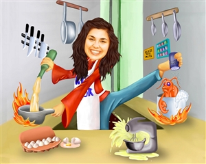 Super Chef Woman Caricature from Photo