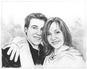 Hand Painted Ink Rendering Portraits from Photos