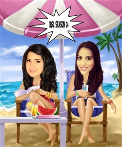 Two Beach Girls Caricature from Photos