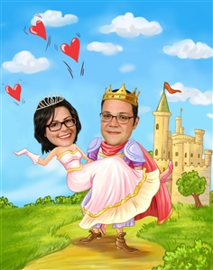 Knight and Princess Romance Caricature from Photos