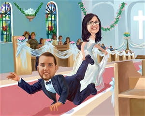 Wedding Day Couple Caricature from Photos