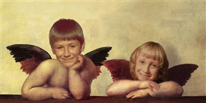 Personalized Renaissance Portrait Sistine Madonna (Two Angels) from Photos