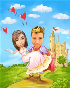 Knight and Princess Romance Caricature from Photos