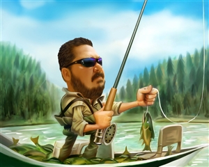 Go Fishing Caricature from Photo