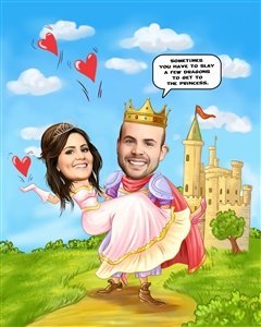 Knight and Princess Romance Caricature from Photos