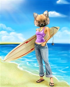 Surfer Chick Caricature from Photo