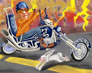 Hell on Wheels Biking Man Caricature from Photo