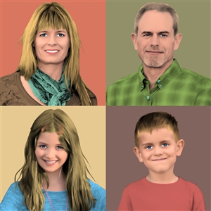 Pop Art 4 Panels Portrait from Photo