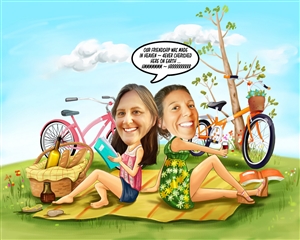 Picnic Gals Caricature from Photos