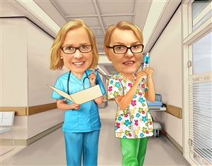 Three Nurses Caricature from Photos