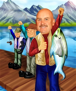 Fishing Man Caricature from Photo