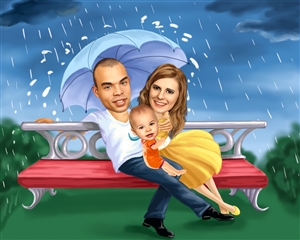 Stormy Weather Romance Caricature from Photos