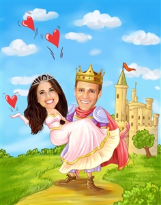 Knight and Princess Romance Caricature from Photos