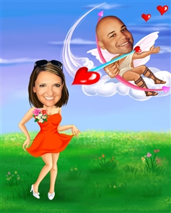 Cupid in Love Romance Caricature from Photos