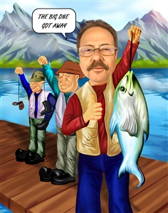 Fishing Man Caricature from Photo