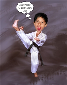 Karate Chop Sports Caricature from Photo