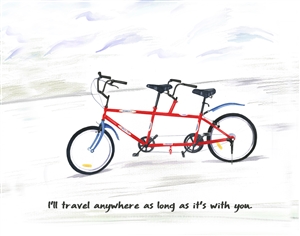 Personalized Red Tandem Bike Art Print