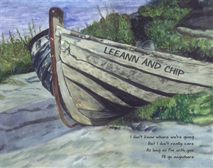 Deserted Island - Watercolor Print with Custom Text for Anniversary