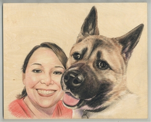 Hand Drawn Colored Pencil Portraits on Wood from Photos | Colored Pencil Drawings on Wood from Photos