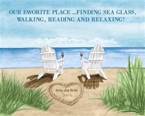 Ocean Leisure Chairs - Watercolor Print with Custom Text for Anniversary