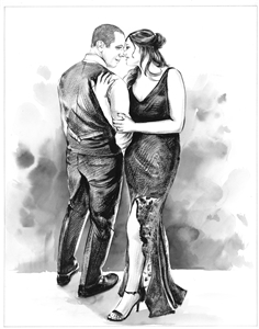Hand Painted Ink Rendering Portraits from Photos