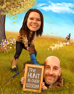 The Hunt Is Over Couple Caricature from Photos