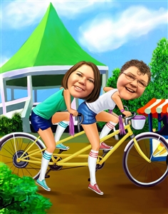 Biking Friends Caricature from Photos