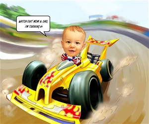 Car Racing Caricature from Photo