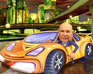 City Driving Man Caricature from Photo