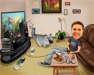 Man Caricature as A Gamer from Photo