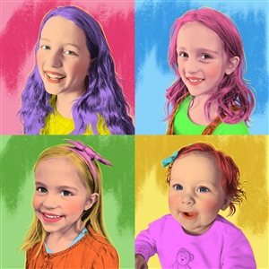 Pop Art 4 Panels Portrait from Photo