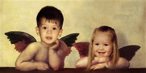 Personalized Renaissance Portrait Sistine Madonna (Two Angels) from Photos