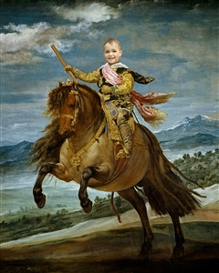 Custom Renaissance Portrait Little Prince Baltasar on Horseback from Photo