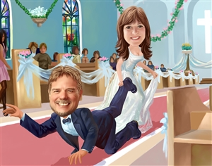 Wedding Day Couple Caricature from Photos