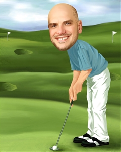 Male Golfer Caricature from Photo