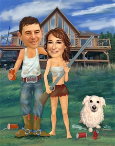 Rednecks Couple Caricature from Photos