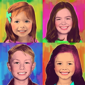 Pop Art 4 Panels Portrait from Photo