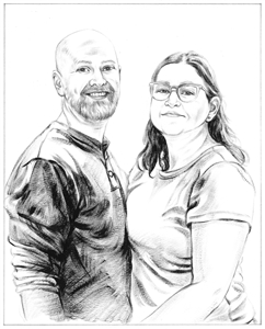 Hand Painted Ink Rendering Portraits from Photos