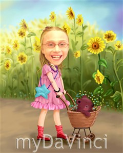 Sunflower Girl Caricature from Photo