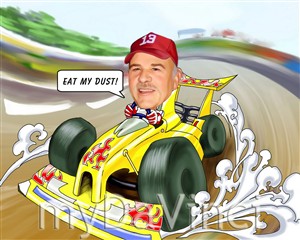 Car Racing Caricature from Photo