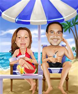 Beach Couple Caricature from Photos