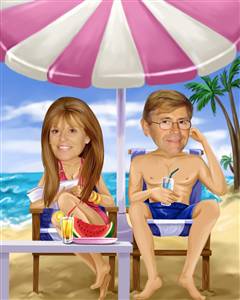 Beach Couple Caricature from Photos