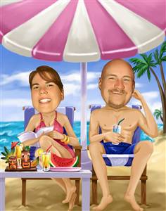 Beach Couple Caricature from Photos