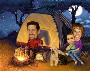 Campfire Trip Caricature from Photos