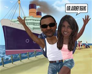 Cruise Couple Caricature from Photos