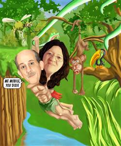 Tarzan and Jane Jungle Couple Adventure Caricature from Photos