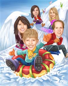 Snow Tubing Caricature from Photo