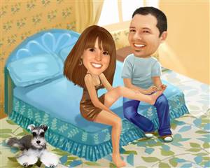 Complimentary Pedicure Couple Caricature from Photos